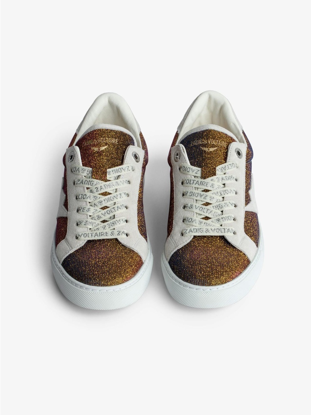 Zadig & Voltaire Glitter Panel Low-Top Sneakers in Gold and Bronze